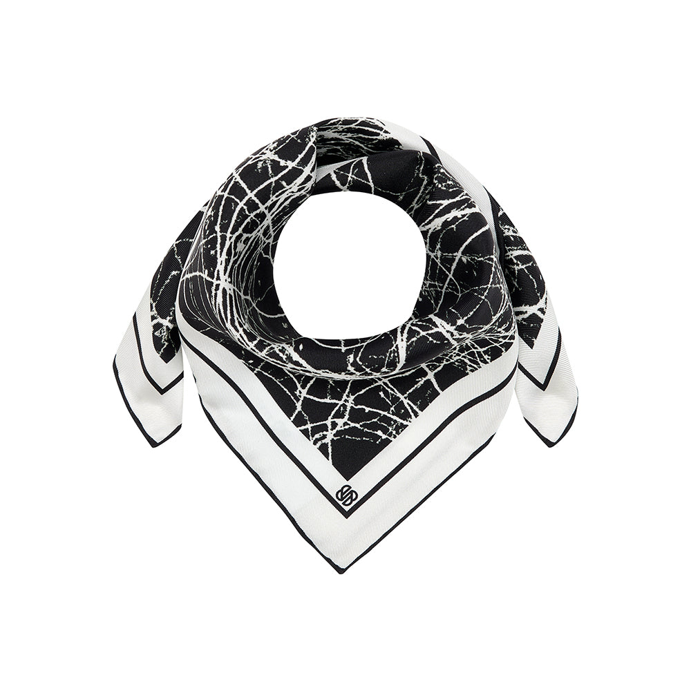 Monochrome network silk scarf