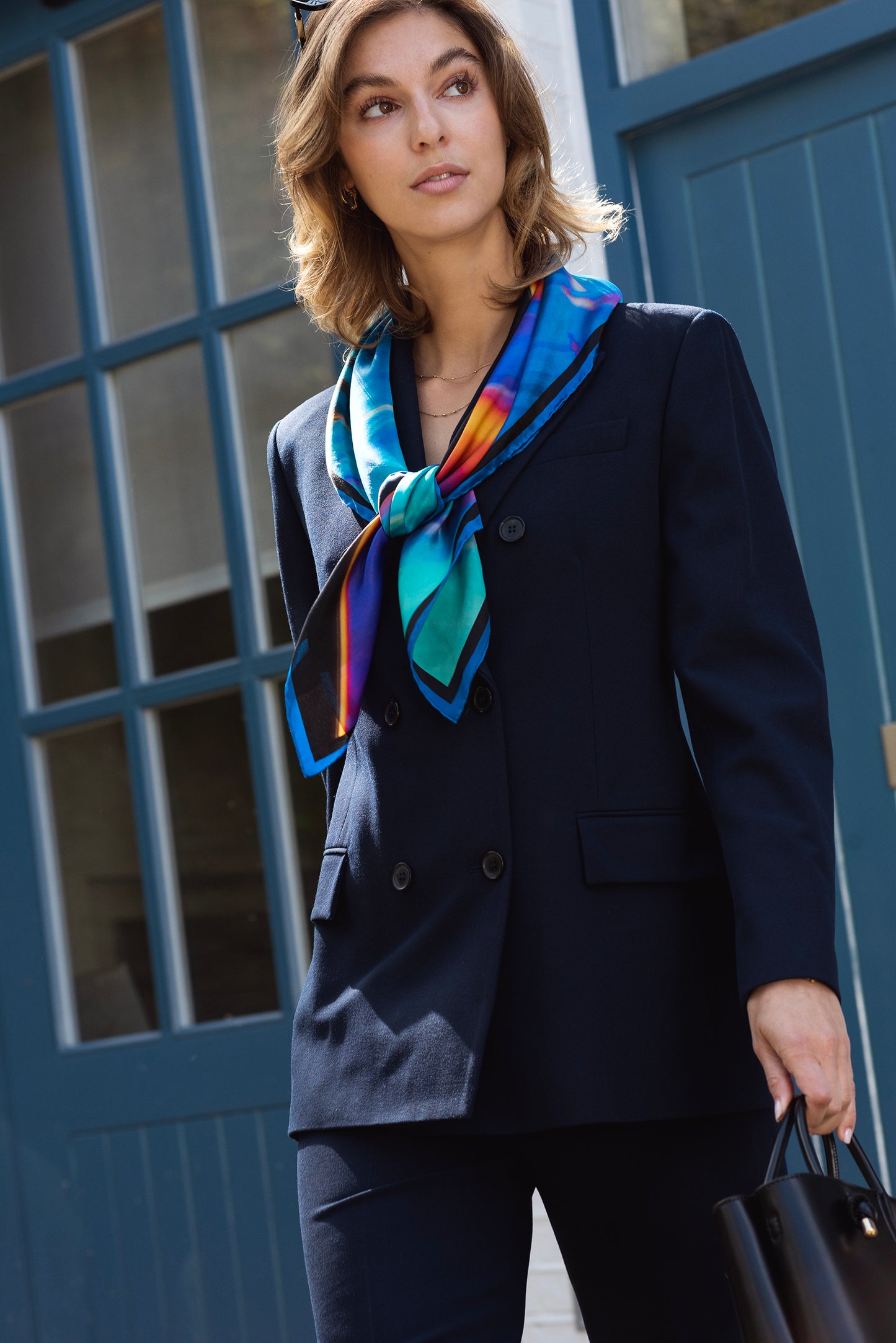 Electric Blue Square Silk Scarf
