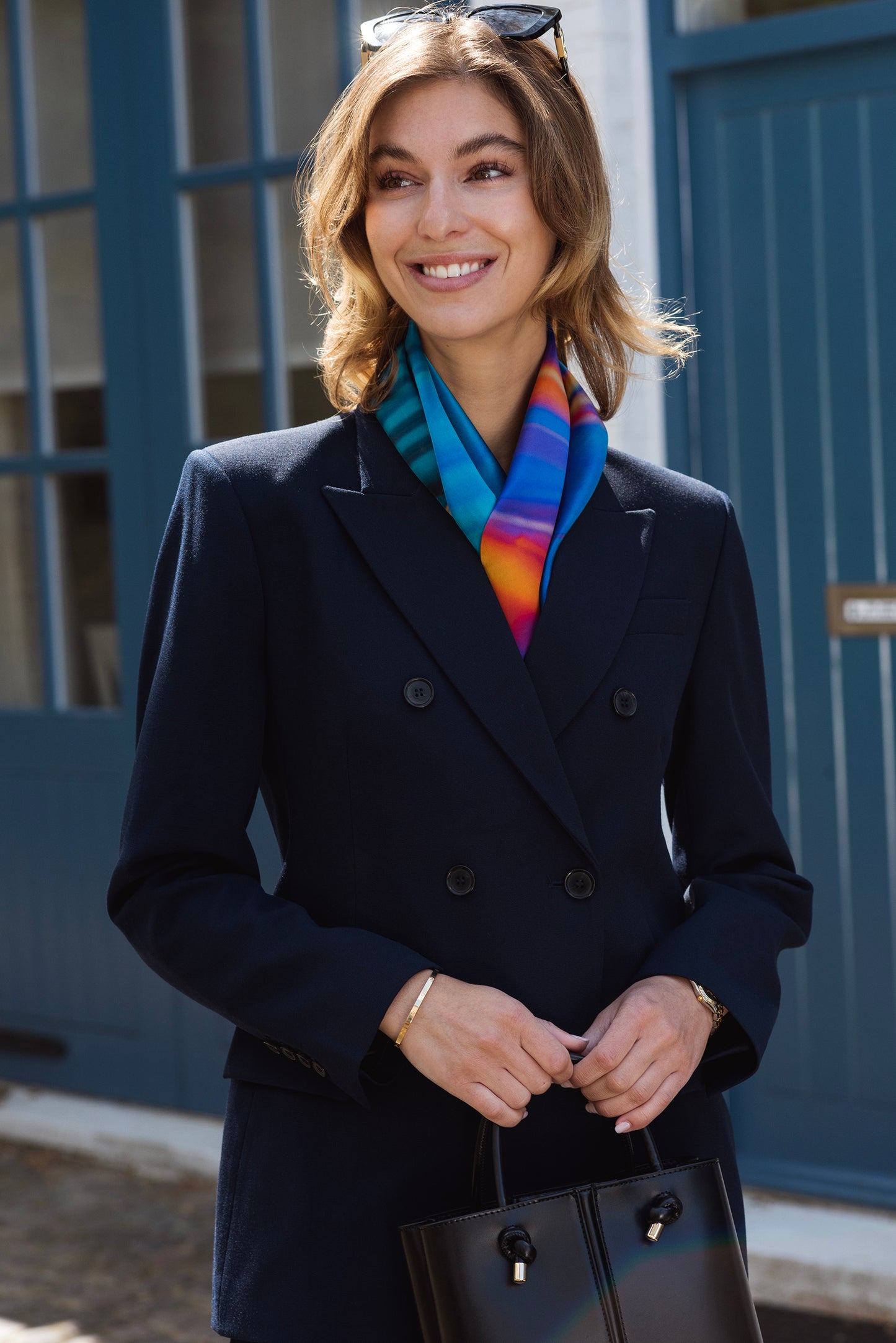 Electric Blue Square Silk Scarf