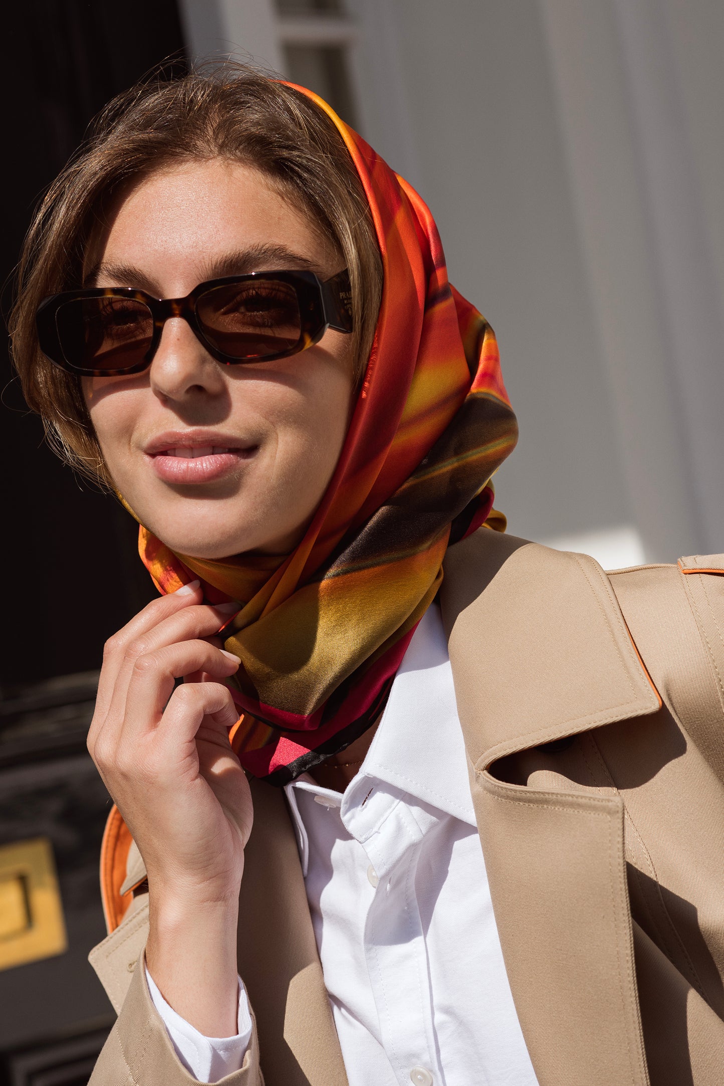 Lava Red Square Silk Scarf