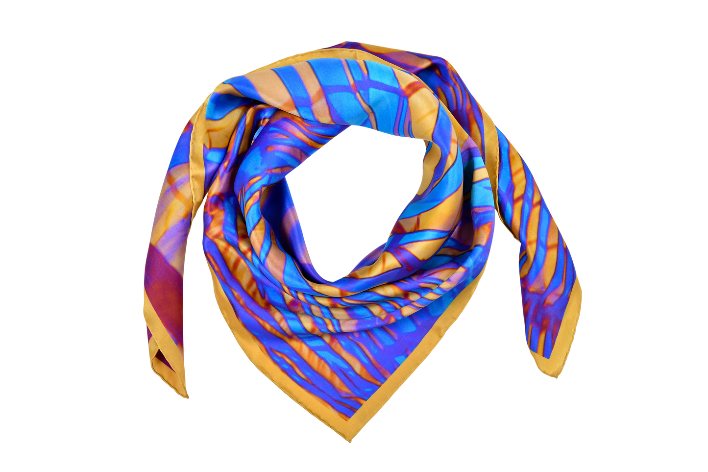 Cracked Blue Square Silk Scarf